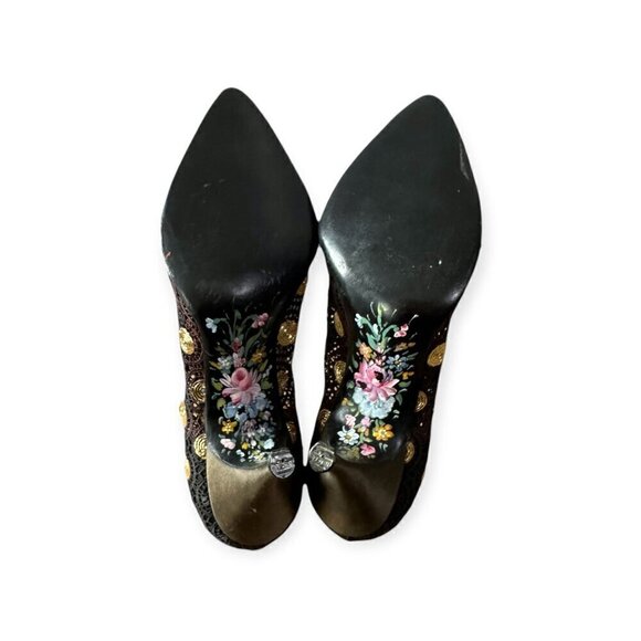 Rare Vintage David Evins Black Lace Heels – Hand-Painted Soles, Size 6B - Picture 3 of 13